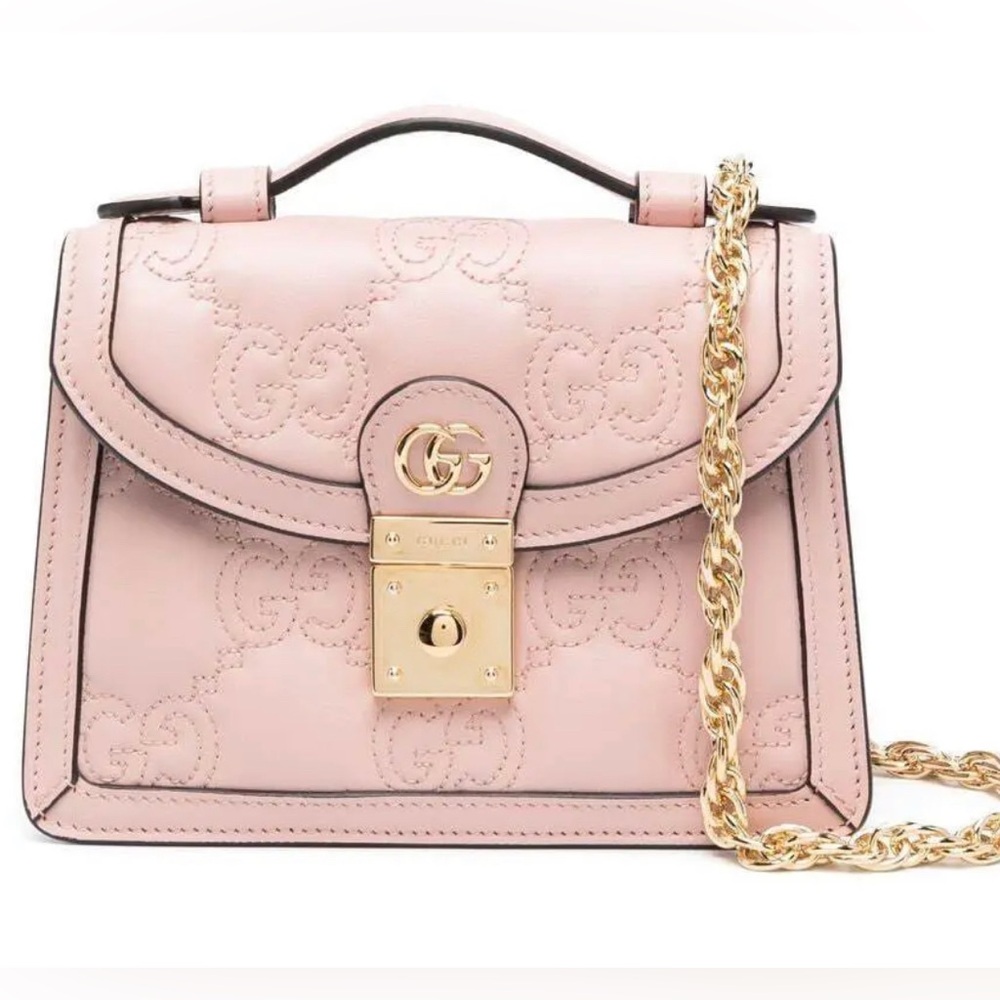 Gucci Matelassé PInk Small Top Handle Tote and Shoulder Bag New - Picture 11 of 11